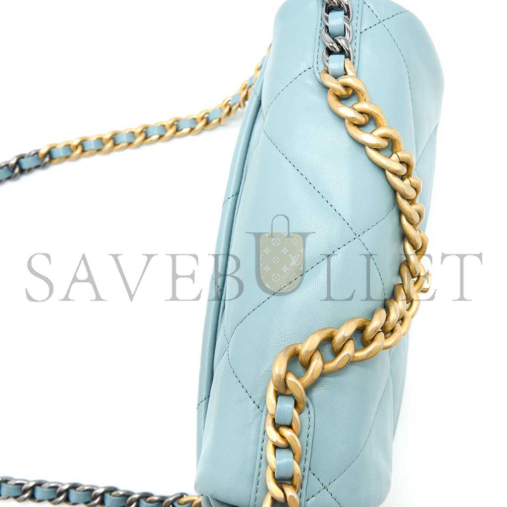 Ch*el 19 bag lambskin light blue multicolour hardware as1160 (26*16*9cm)